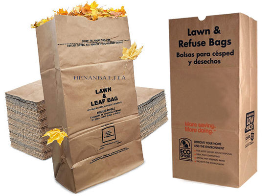 大きい生物分解性の芝生の葉の紙袋のペーパー屑のCompostable庭ゴミの紙袋