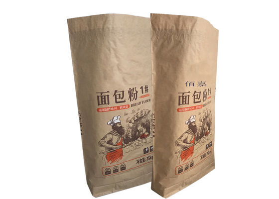クラフト紙の小麦粉の包装は25kg食品等級の包装の紙袋を袋に入れる
