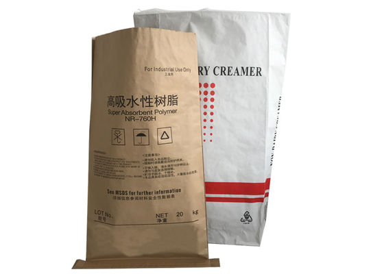15kg 20kg 25kgの二重層の包装のための白いブラウン クラフト紙袋