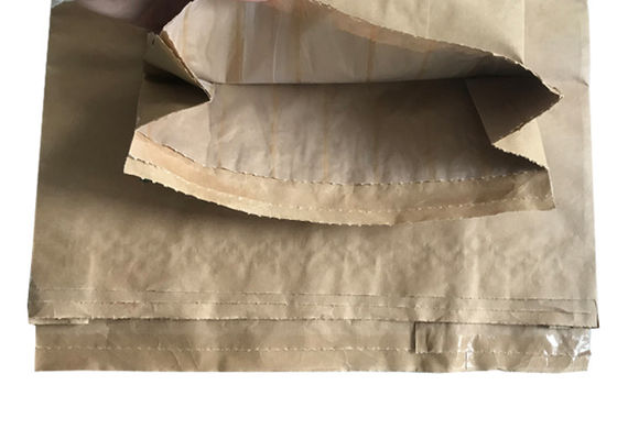 25KG Multiwallクラフトの紙袋は粉材料の包装のために最下つまむ