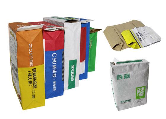 1-4 Ply Customized Logo Pasted Valve Multiwall Paper Bags For Packing Powder
