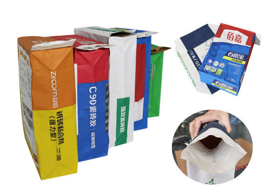 1-4 Ply Customized Logo Pasted Valve Multiwall Paper Bags For Packing Powder