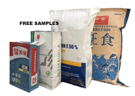 企業によって編まれる合成のクラフト紙袋再生利用できる防水15kg 25kg 3ply
